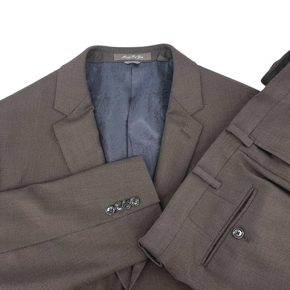 Indochino 2-Piece Suit Men 40S Brown Textured Two-Button Pants v38 x 27.5‎